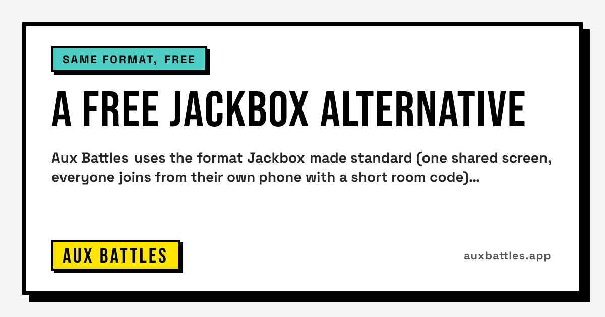 A Free Jackbox Alternative card from Aux Battles: same format, free