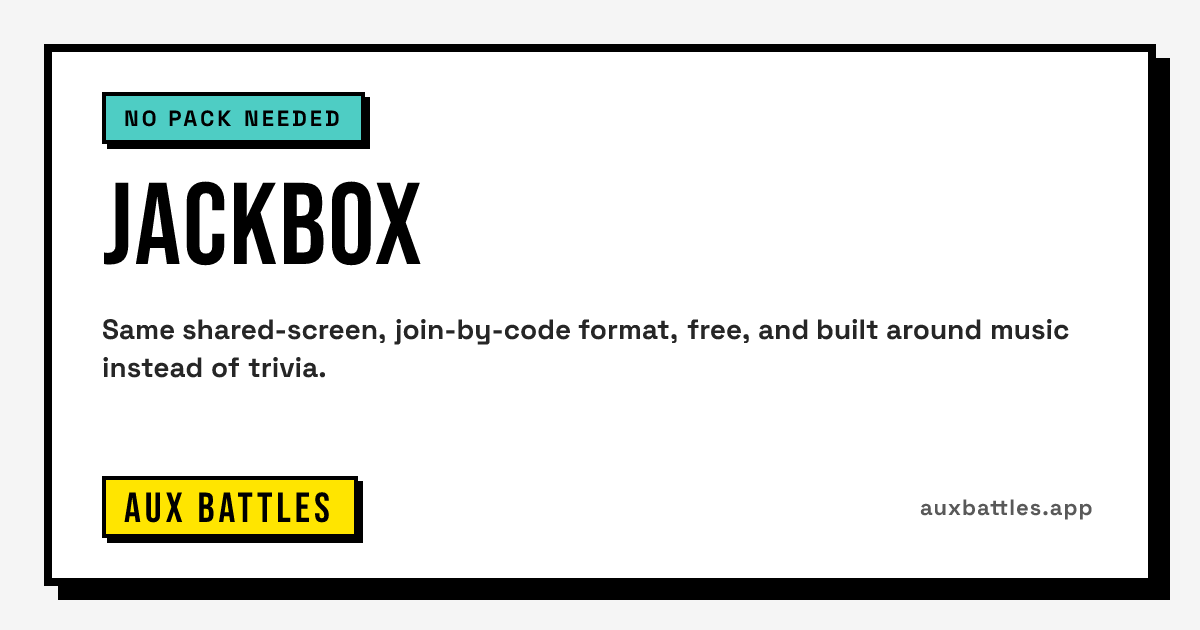 Jackbox card from Aux Battles: no pack needed