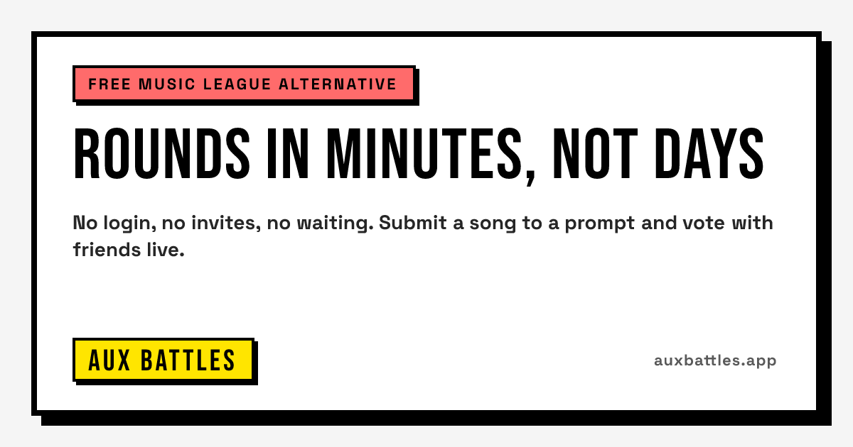 Rounds in Minutes, Not Days card from Aux Battles: free music league alternative