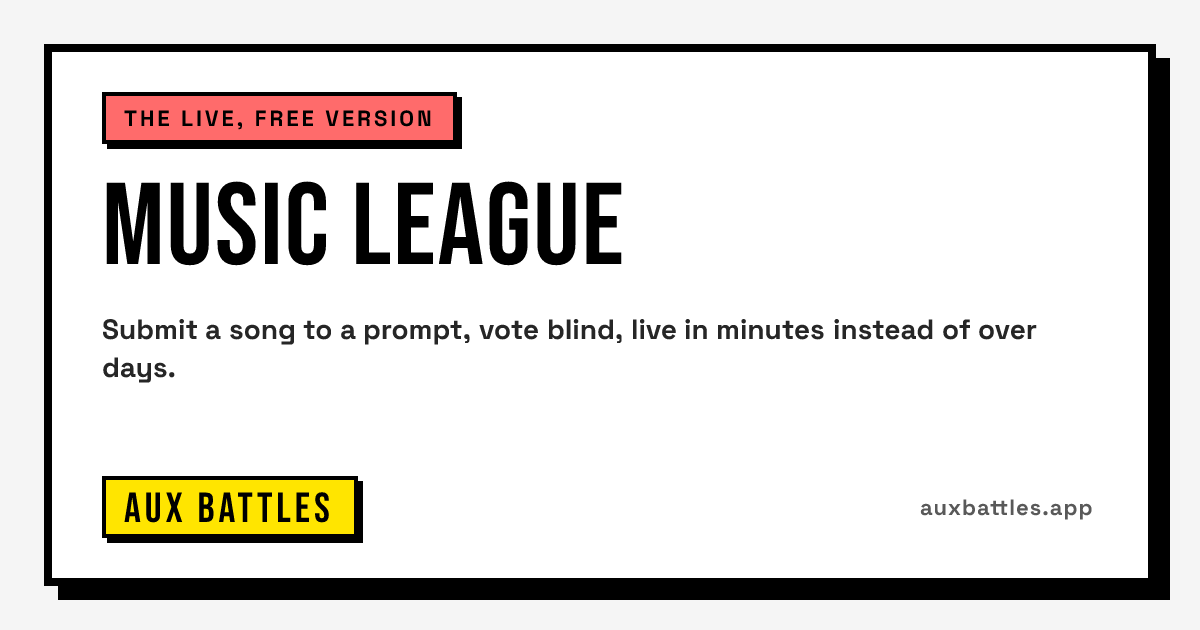Music League card from Aux Battles: the live, free version